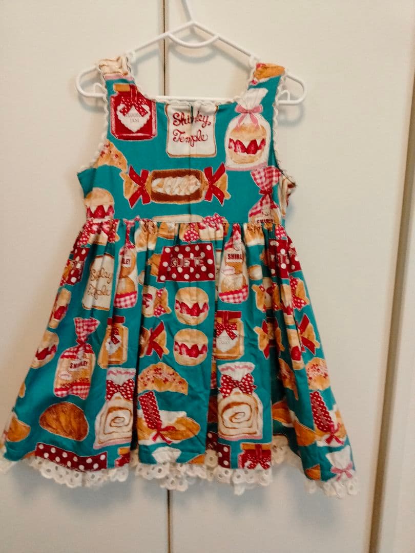 ※シャーリーテンプル　ベーカリープリントワンピース＆エプロン　110㎝