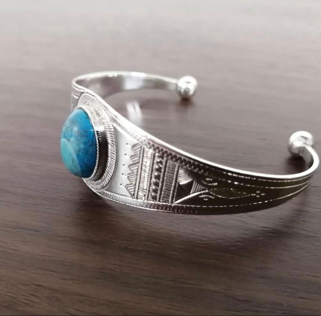 トゥアレグシルバー♦︎天然石付きバングル♦︎touareg silverユニセックス