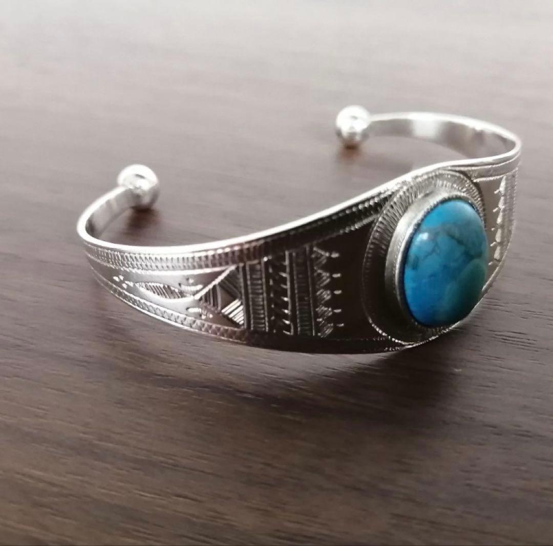 トゥアレグシルバー♦︎天然石付きバングル♦︎touareg silverユニセックス