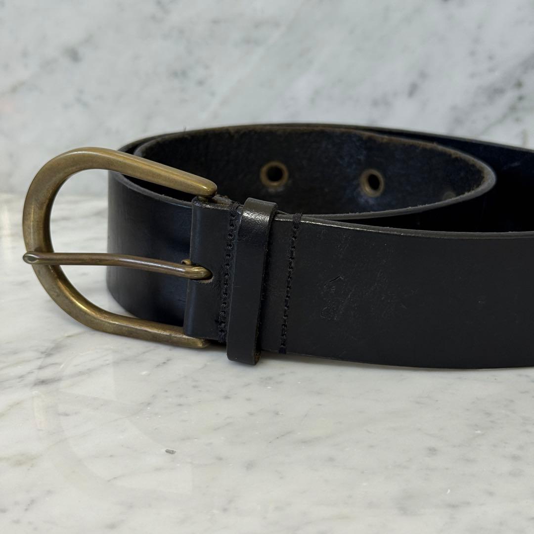 アルゼンチン製 Ralph Lauren ラルフローレン ベルト 本革 黒 太幅