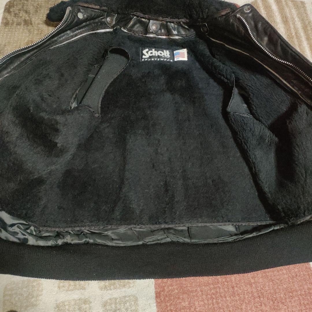 完品人気黒Schott１８４SMフライトジャケット３８ ダメでも対応有！