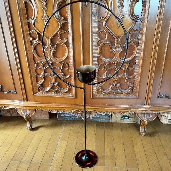 ヴィンテージ 変形花器 金属 漆 大型 花瓶 花器 和モダン フラワーベース