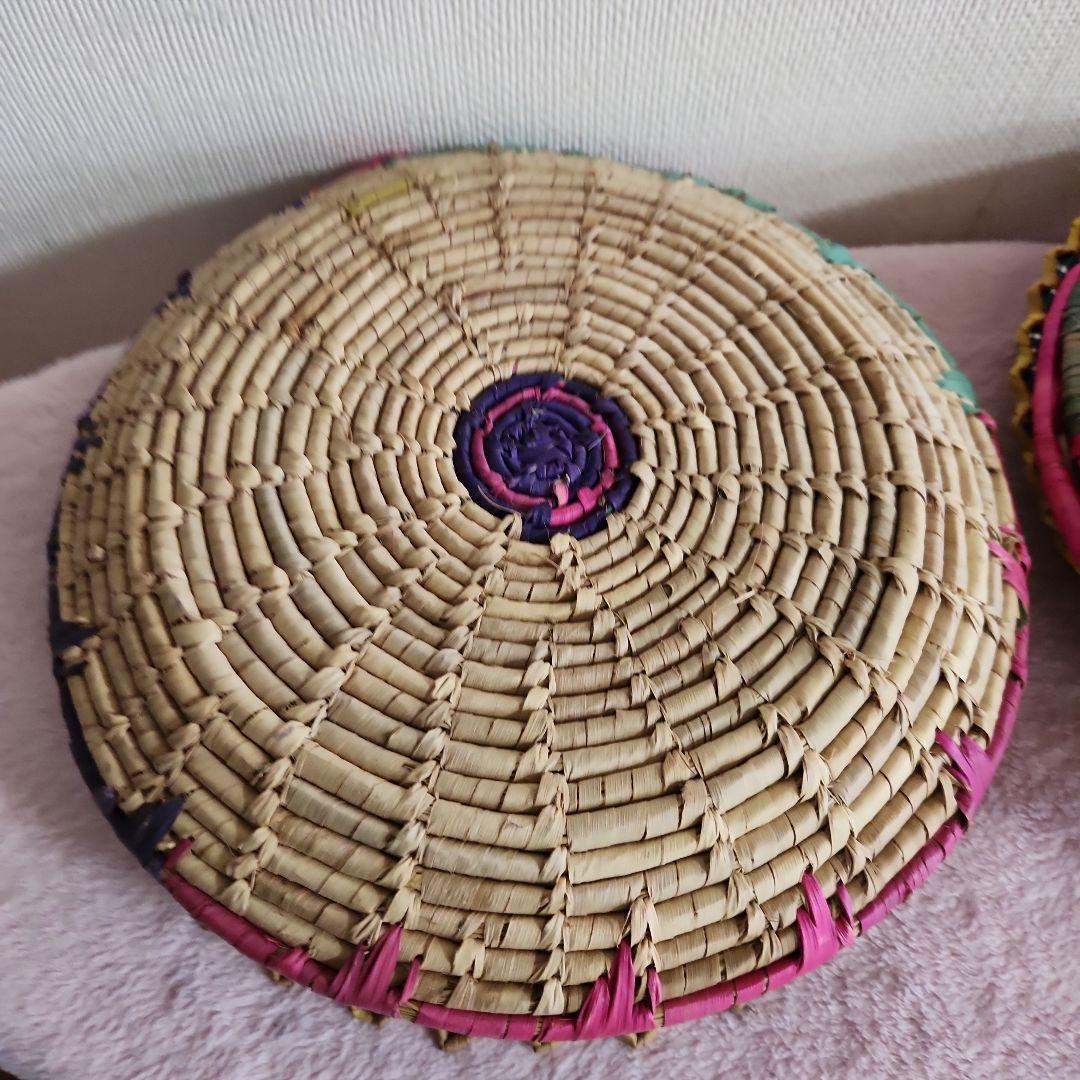 カラフルな円形バスケット6個セット