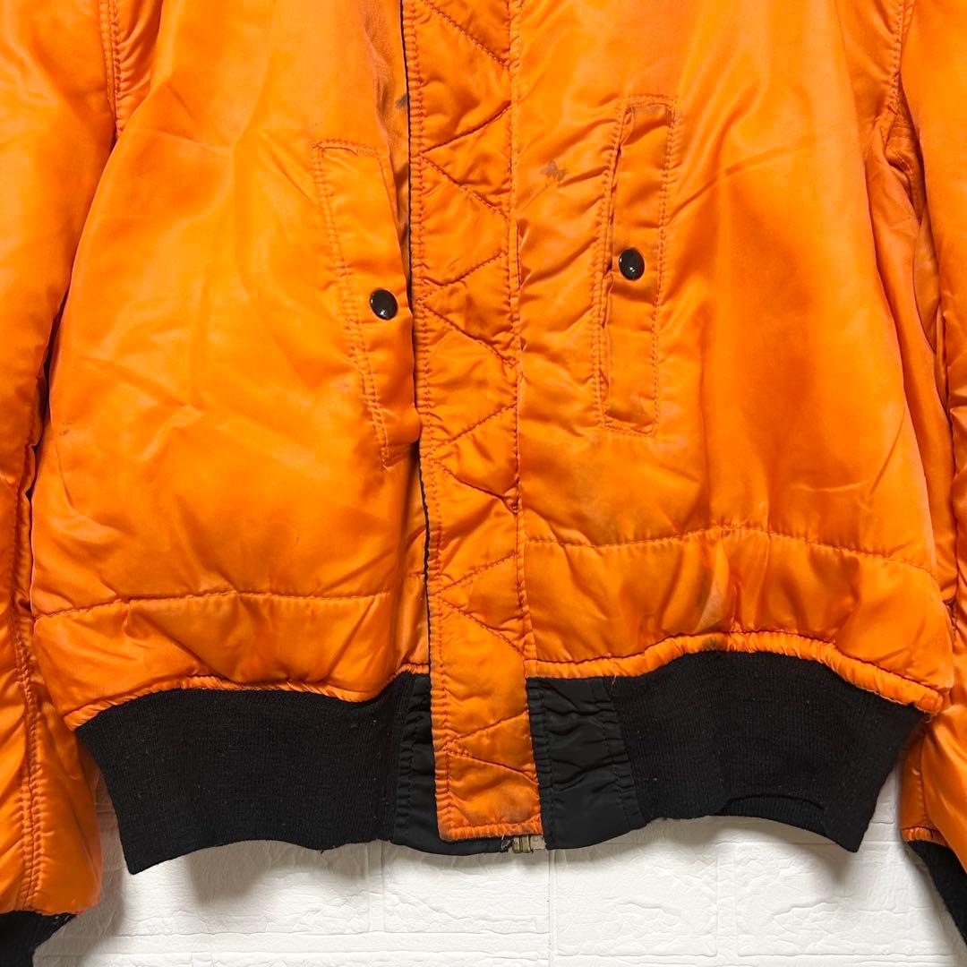 アルファ　80s USA製 MA-1 リバーシブル　黒　オレンジ　【L】