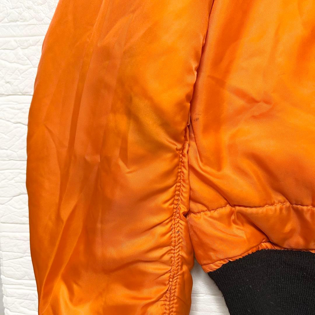 アルファ　80s USA製 MA-1 リバーシブル　黒　オレンジ　【L】