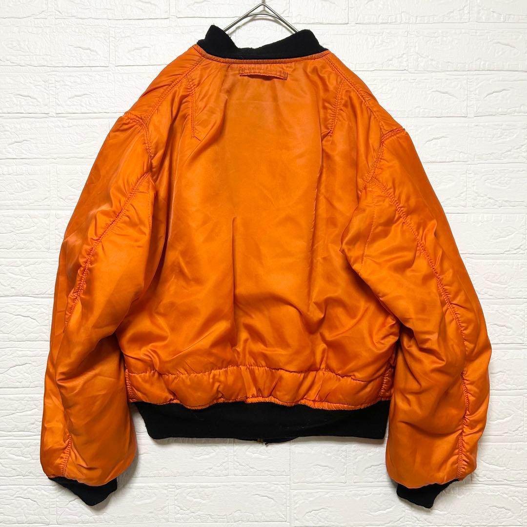 アルファ　80s USA製 MA-1 リバーシブル　黒　オレンジ　【L】