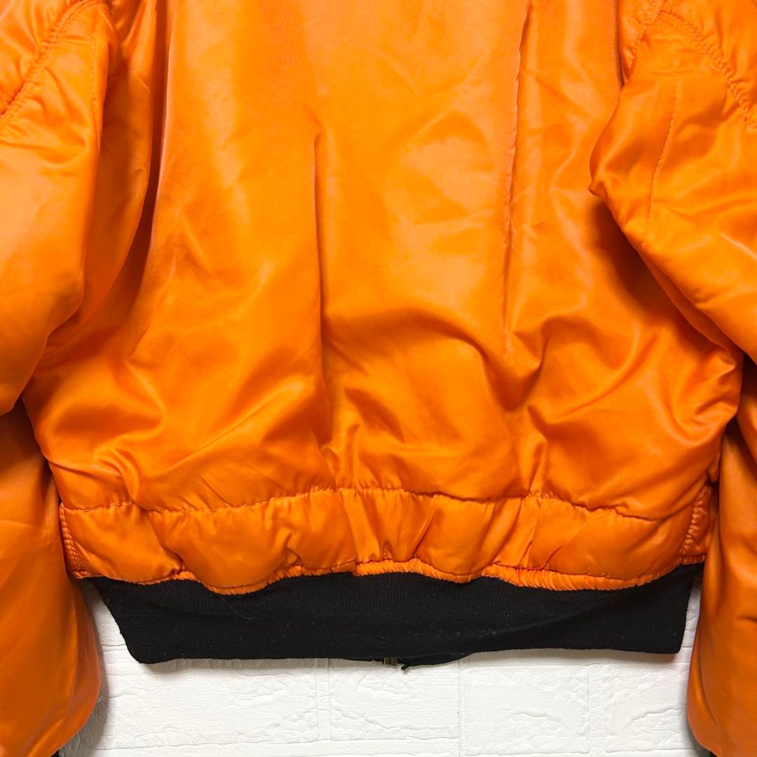 アルファ　80s USA製 MA-1 リバーシブル　黒　オレンジ　【L】