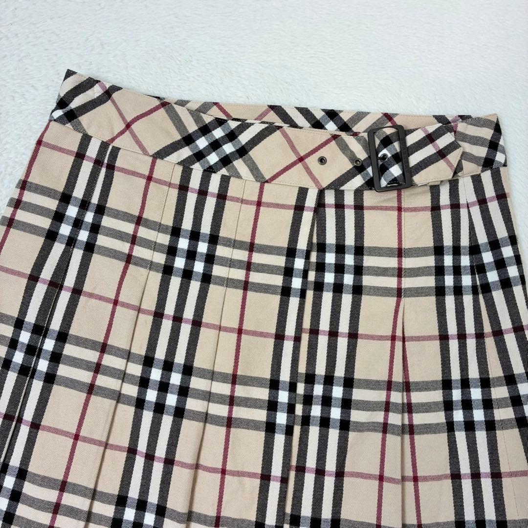 バーバリーロンドン　スカート　膝丈　ノバチェック　ベルト　プリーツ　40 L相当