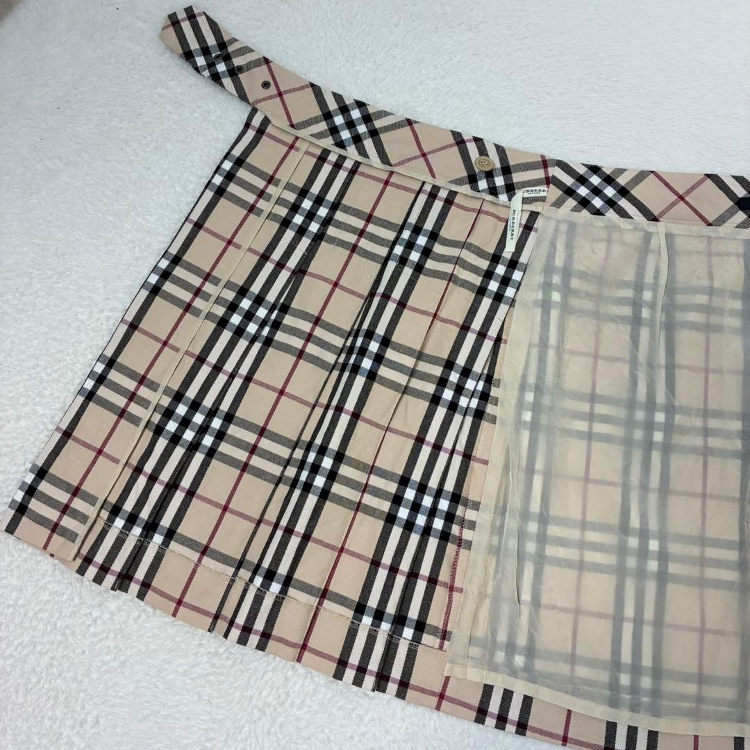 バーバリーロンドン　スカート　膝丈　ノバチェック　ベルト　プリーツ　40 L相当