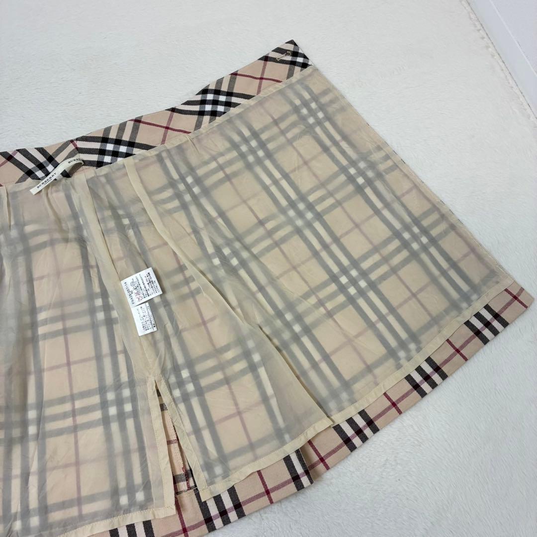 バーバリーロンドン　スカート　膝丈　ノバチェック　ベルト　プリーツ　40 L相当