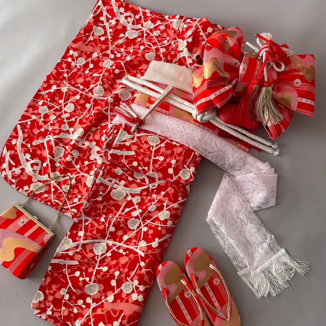 美品　七五三　7歳　正絹お着物セット　大寸作り帯