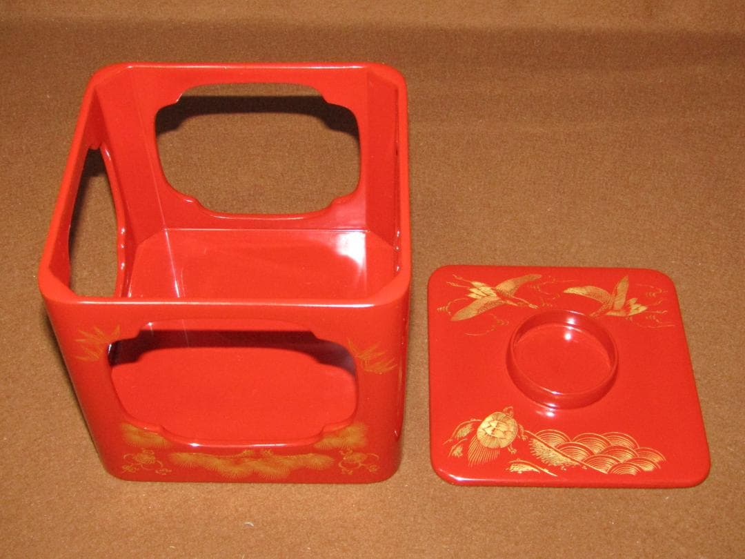 【輪島塗　松竹梅鶴亀　沈金蒔絵　屠蘇器揃】美品　正月道具