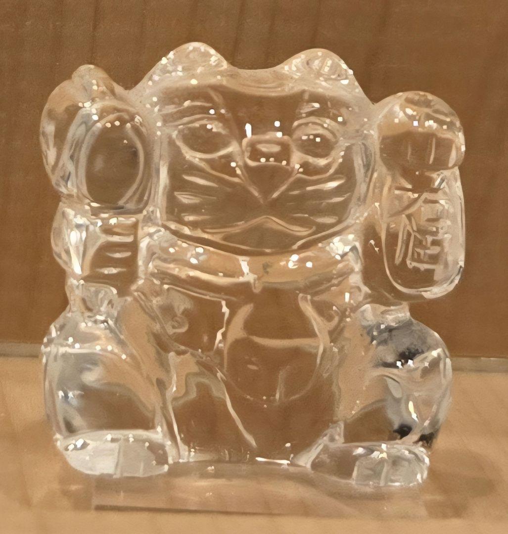 ​希少【愛光堂 刻印入】天然水晶 招き猫 ／自由が丘の名店購入 本物
