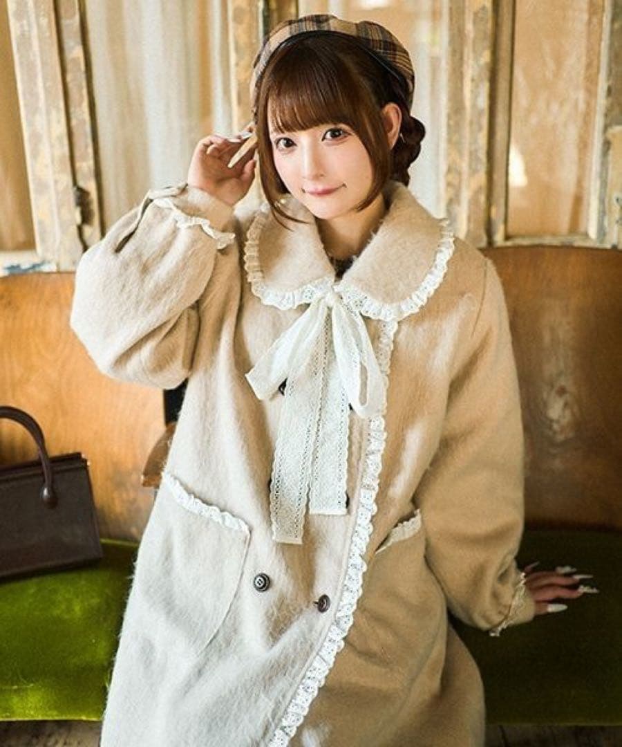 再度値下げしました！クティールとレトロ　コットンレースシャギーロングコート