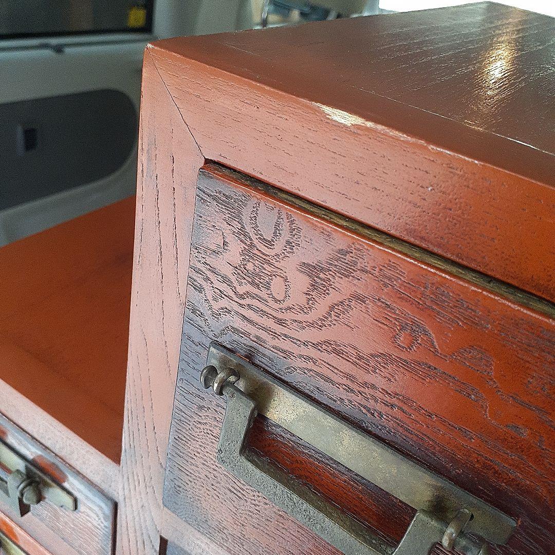 階段箪笥　民芸家具調　四段　両面引き出し　古道具