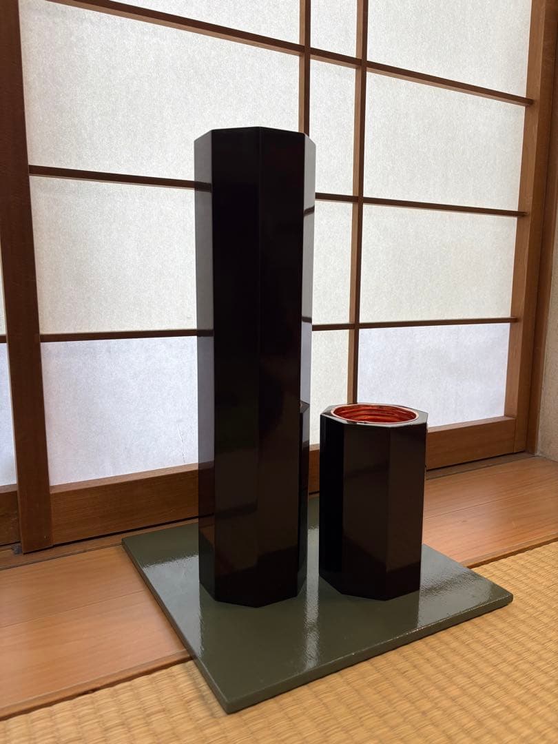 26 美品！華道　短二管筒　いけばな　寸胴　２点セット　華道具　花入れ　未生流