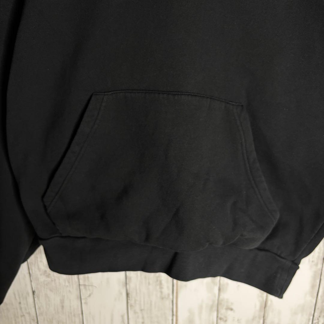 【最高デザイン】バレンシアガ パーカー フーディ 赤ロゴ 黒 Lサイズ