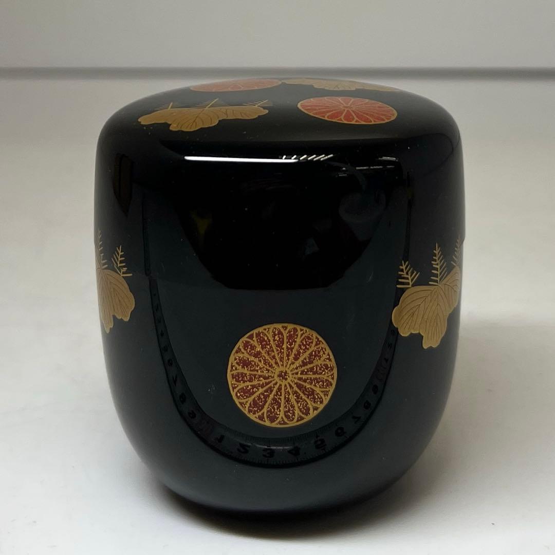 ☆茶3 中村崇悦 高台寺 蒔絵 棗 茶道具 共箱 h7cm 東キ8-0212①