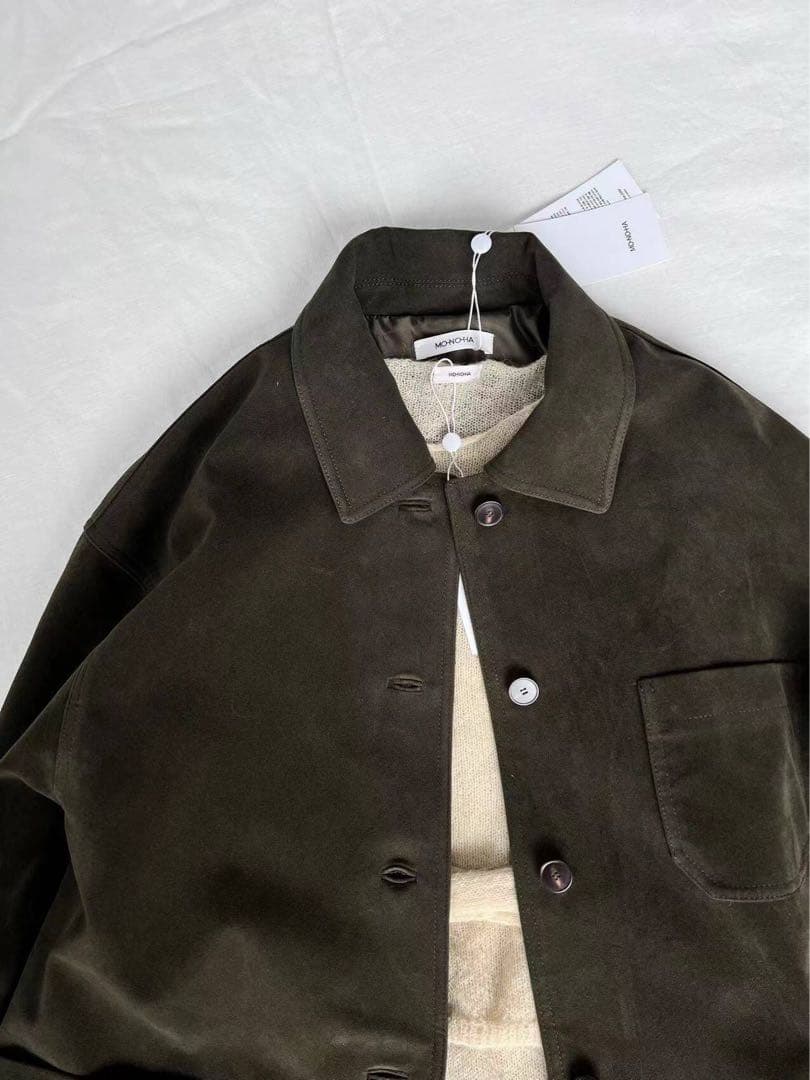 MONOHA suede work ジャケット ダークグリーン