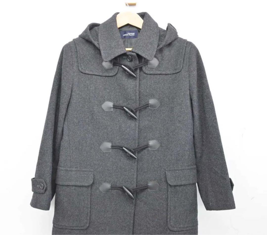 グレー ダッフルコート フード付き