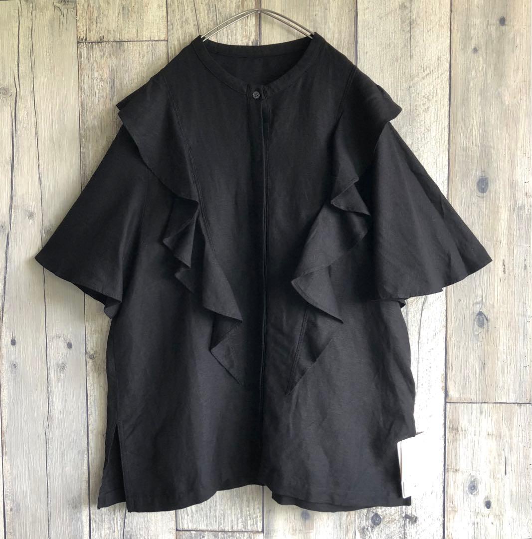 未使用　FRAMeWORK フレームワーク　リネンレーヨン　フリル　ブラウス　麻