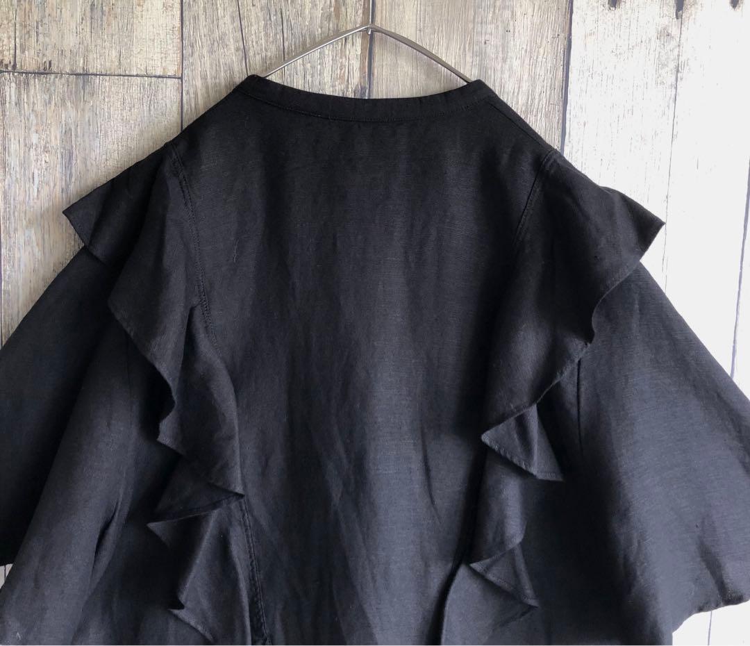 未使用　FRAMeWORK フレームワーク　リネンレーヨン　フリル　ブラウス　麻