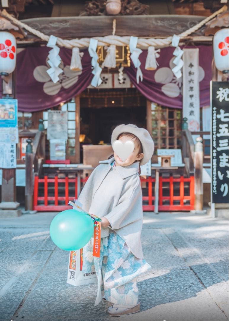 本日限定でお値下げ！！ひよこ商店　七五三　女の子　3歳　着物ポンチョセットレトロ