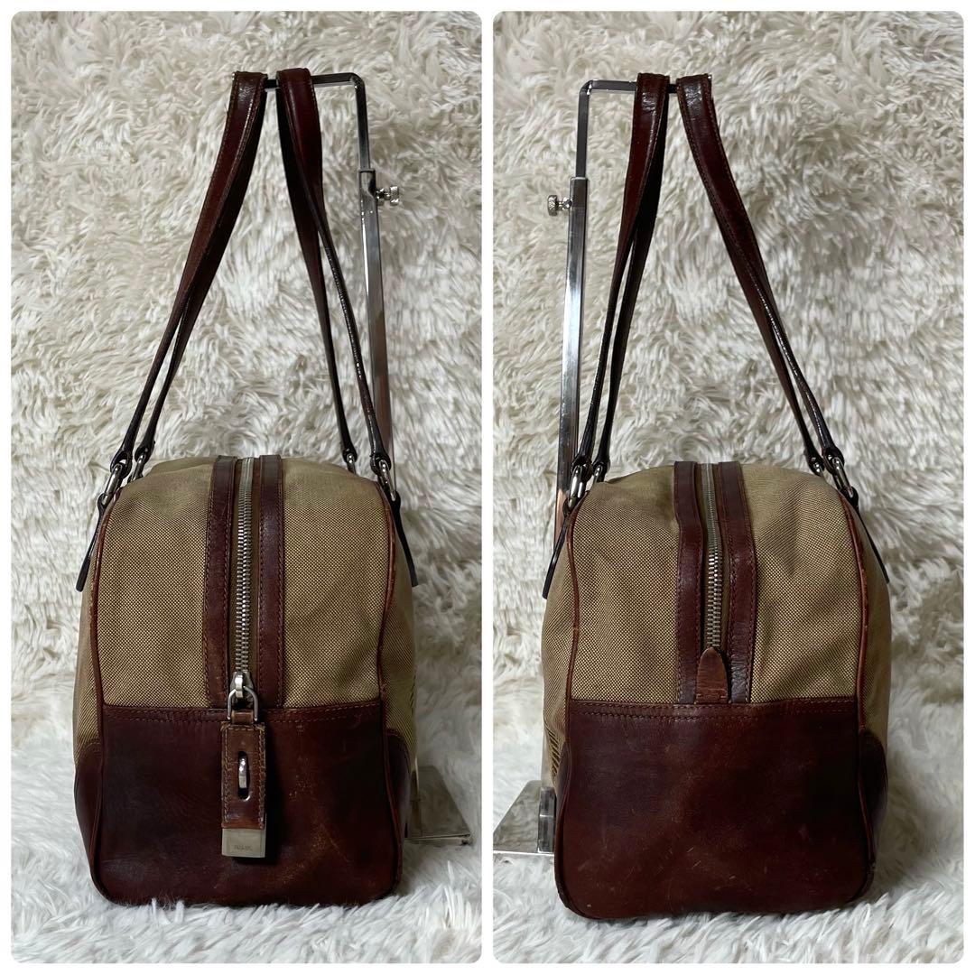 【希少】PRADA プラダ　ミニボストン　ボストン　ジャガード　ブラウン　バッグ