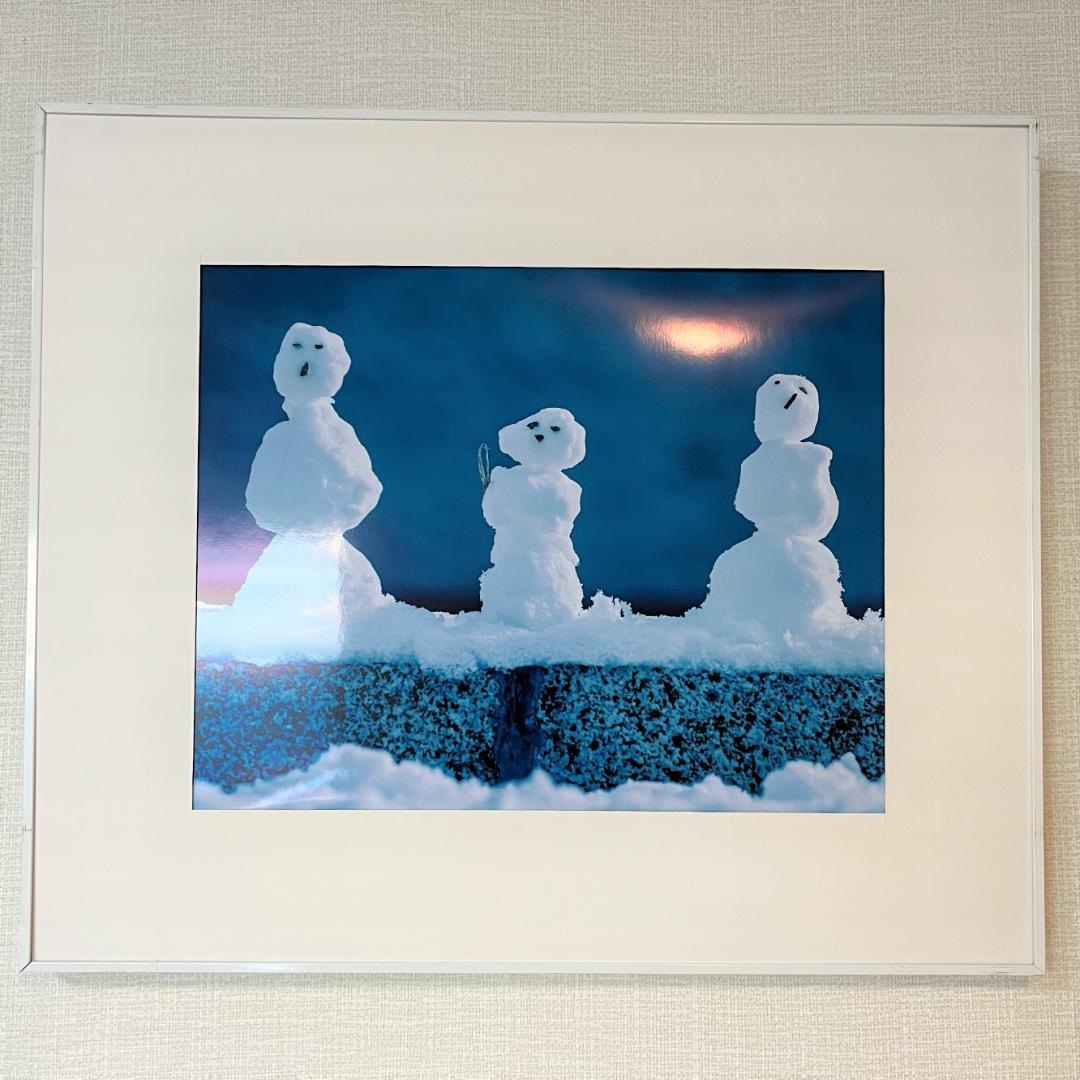 uc-75　雪だるまの写真＆ホワイトフレーム