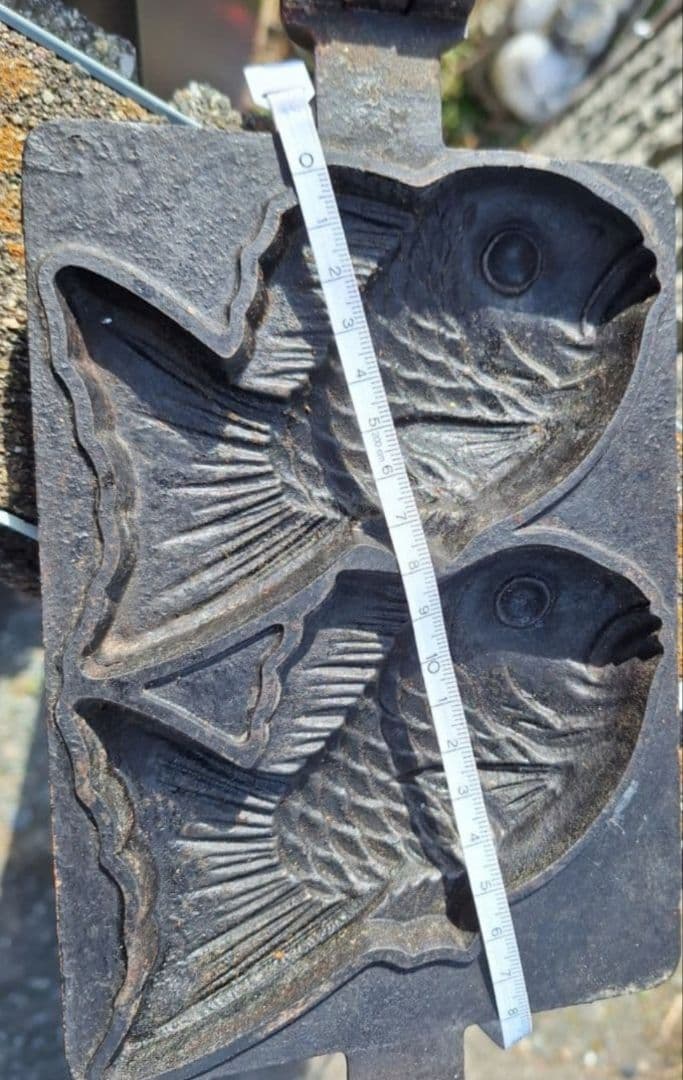 たい焼き器　鯛焼き器　業務用　１本　鋳鉄 魚型焼き型 二匹用