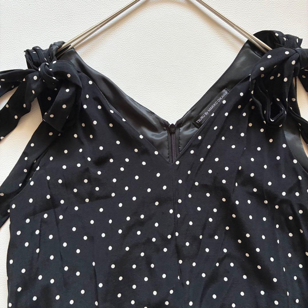 ツルバイマリコオイカワ　Papillion　オールインワン　肩リボン付き　水玉