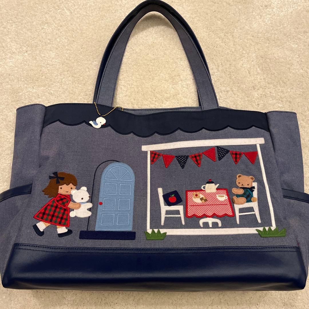 【美品】ファミリア　デニムマザーズバッグ