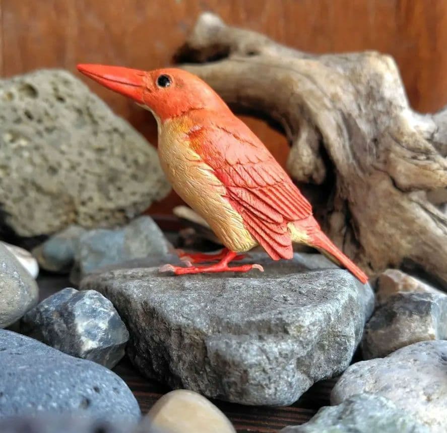 小さなバードカービング ヨシゴイ&アカショウビン 野鳥 木彫り