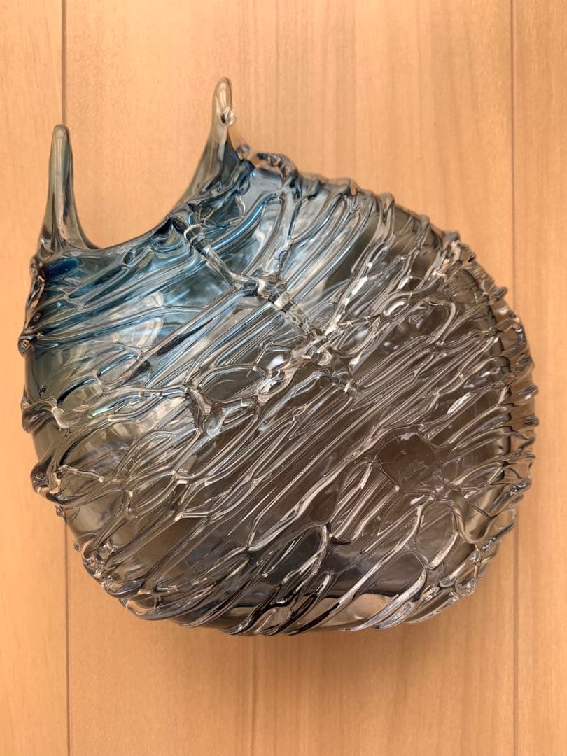 青のグラデーション ガラス花瓶 石垣幸秀