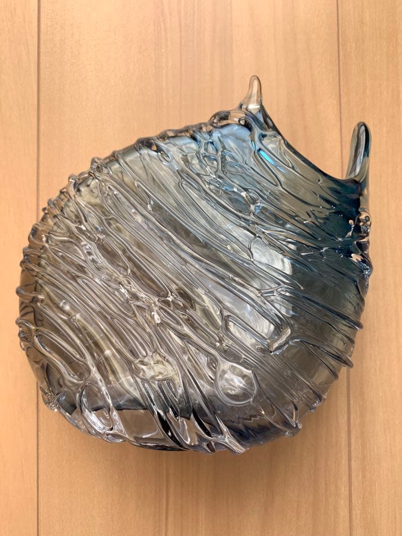 青のグラデーション ガラス花瓶 石垣幸秀