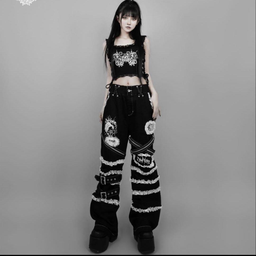 DimMoire デコデニムパンツ Black&White