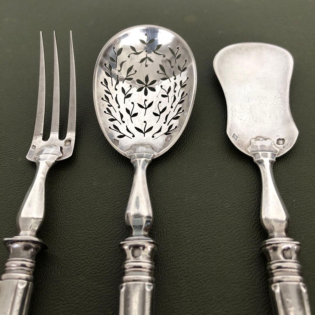 フランス アンティーク　Philippe Berthier 銀製カトラリー3本