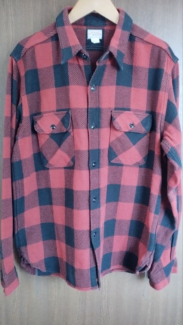 リアルマッコイズJOE McCOYバッファローチェックシャツ美品 赤×黒