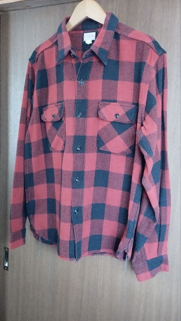 リアルマッコイズJOE McCOYバッファローチェックシャツ美品 赤×黒