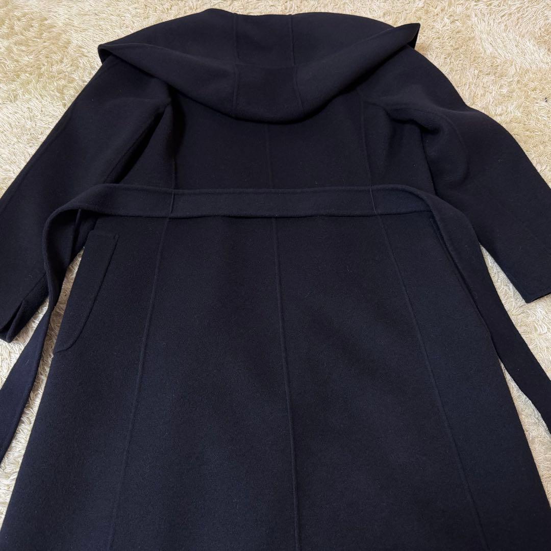 ☆極美品☆ANAYI アナイ　シャルムリバーフーデットコート　ネイビー　38M