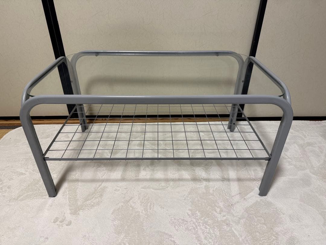 レトロ　80年代　ガラステーブル　センターテーブル　アイアンフレーム