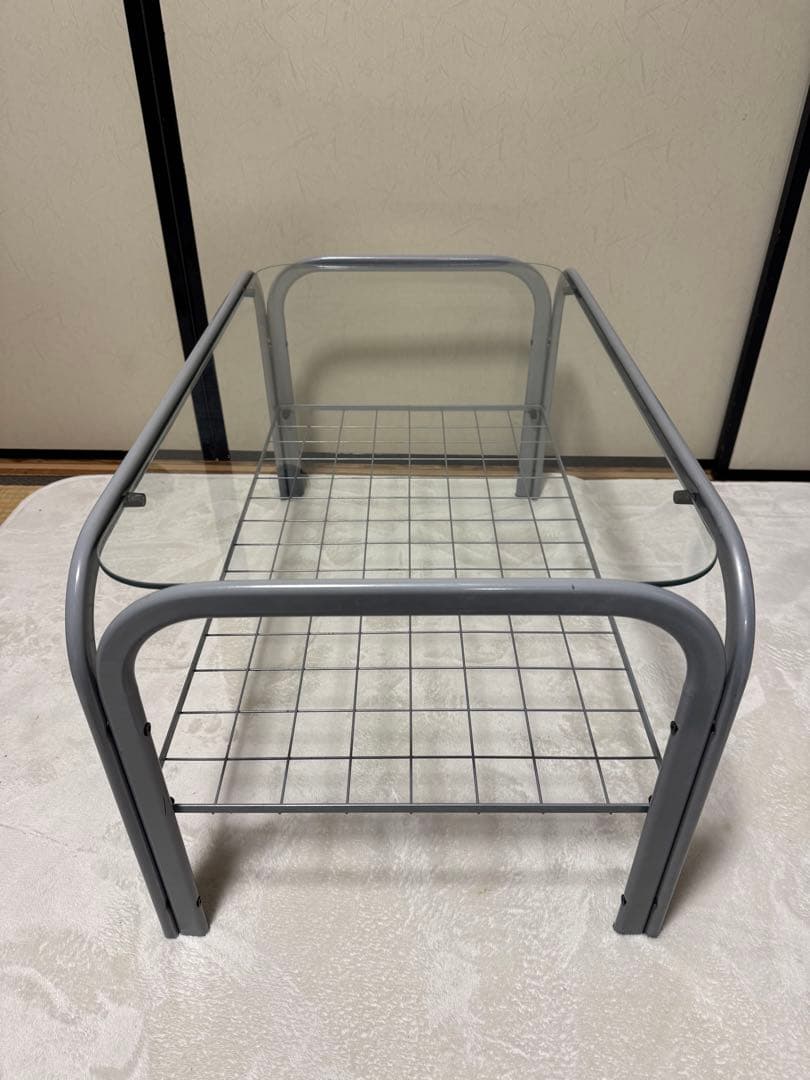 レトロ　80年代　ガラステーブル　センターテーブル　アイアンフレーム