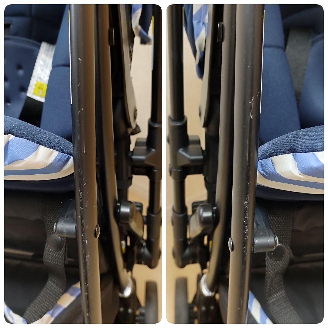 美品　アップリカ　ラクーナエアーAC レザー調ハンドル　マリンボーダー　両対面