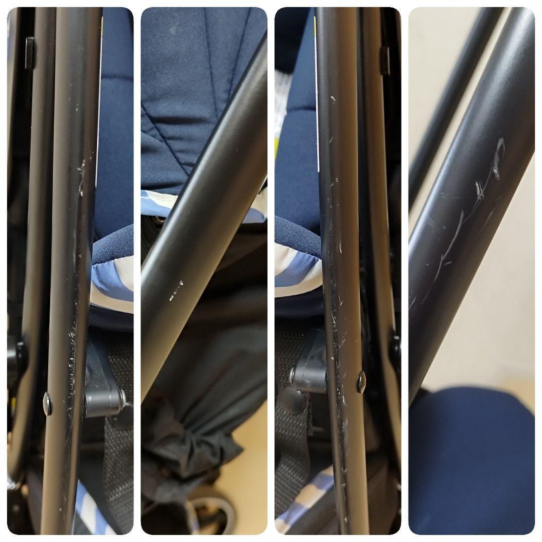 美品　アップリカ　ラクーナエアーAC レザー調ハンドル　マリンボーダー　両対面