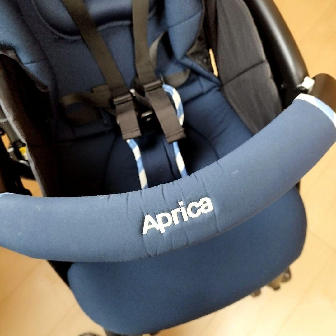 美品　アップリカ　ラクーナエアーAC レザー調ハンドル　マリンボーダー　両対面