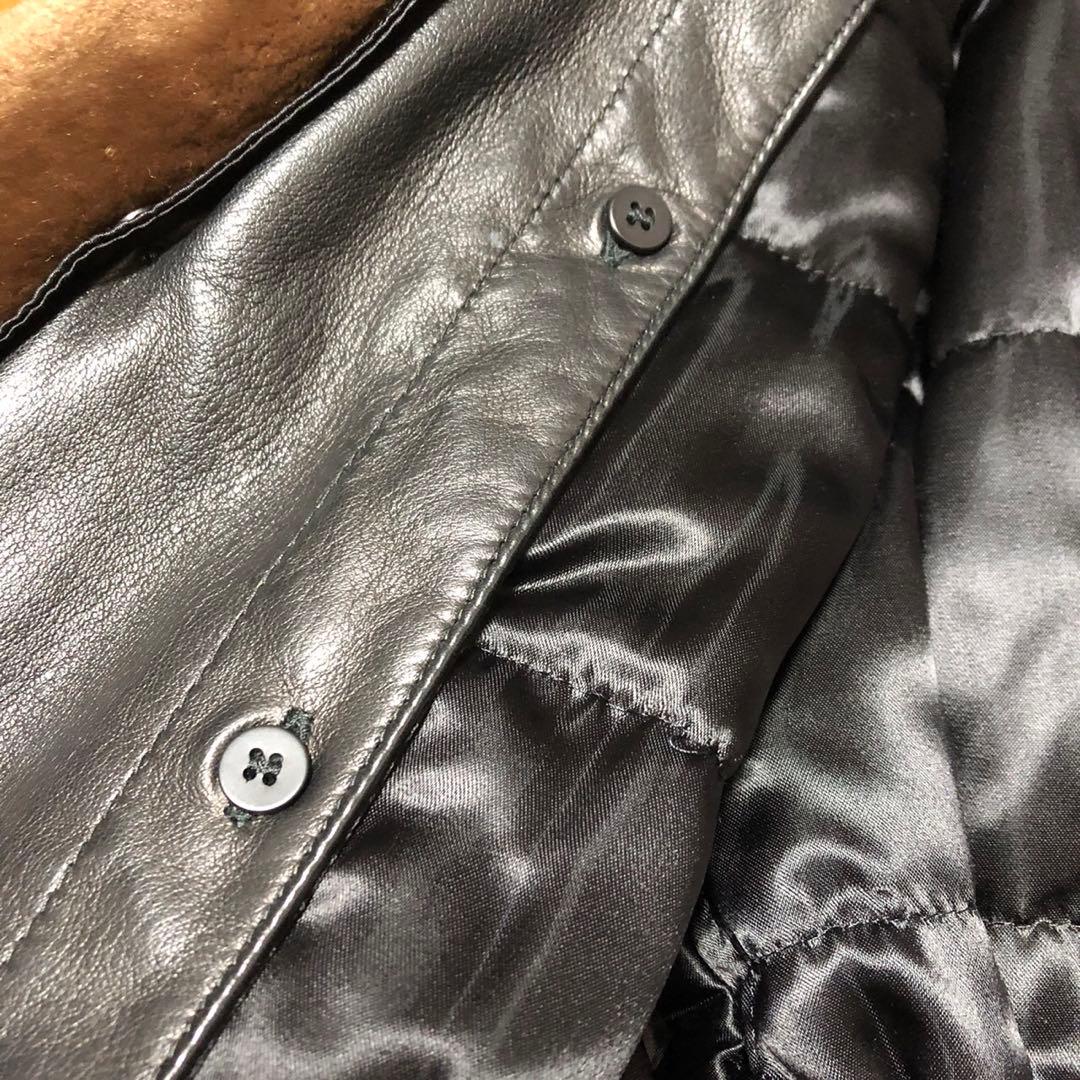 プラダ　PRADA ファー付き　ナイロン＆レザーベルトコート　ライダース風　S