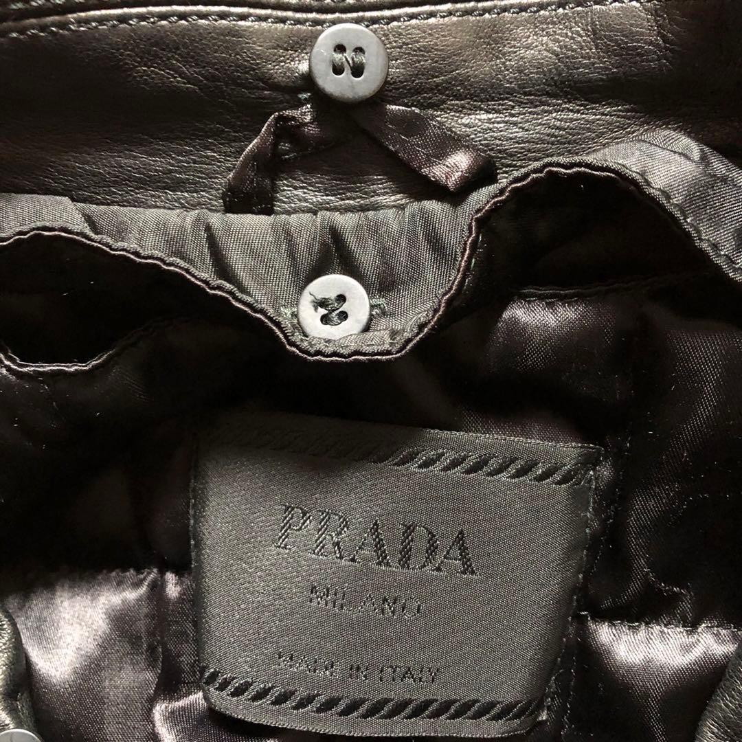 プラダ　PRADA ファー付き　ナイロン＆レザーベルトコート　ライダース風　S