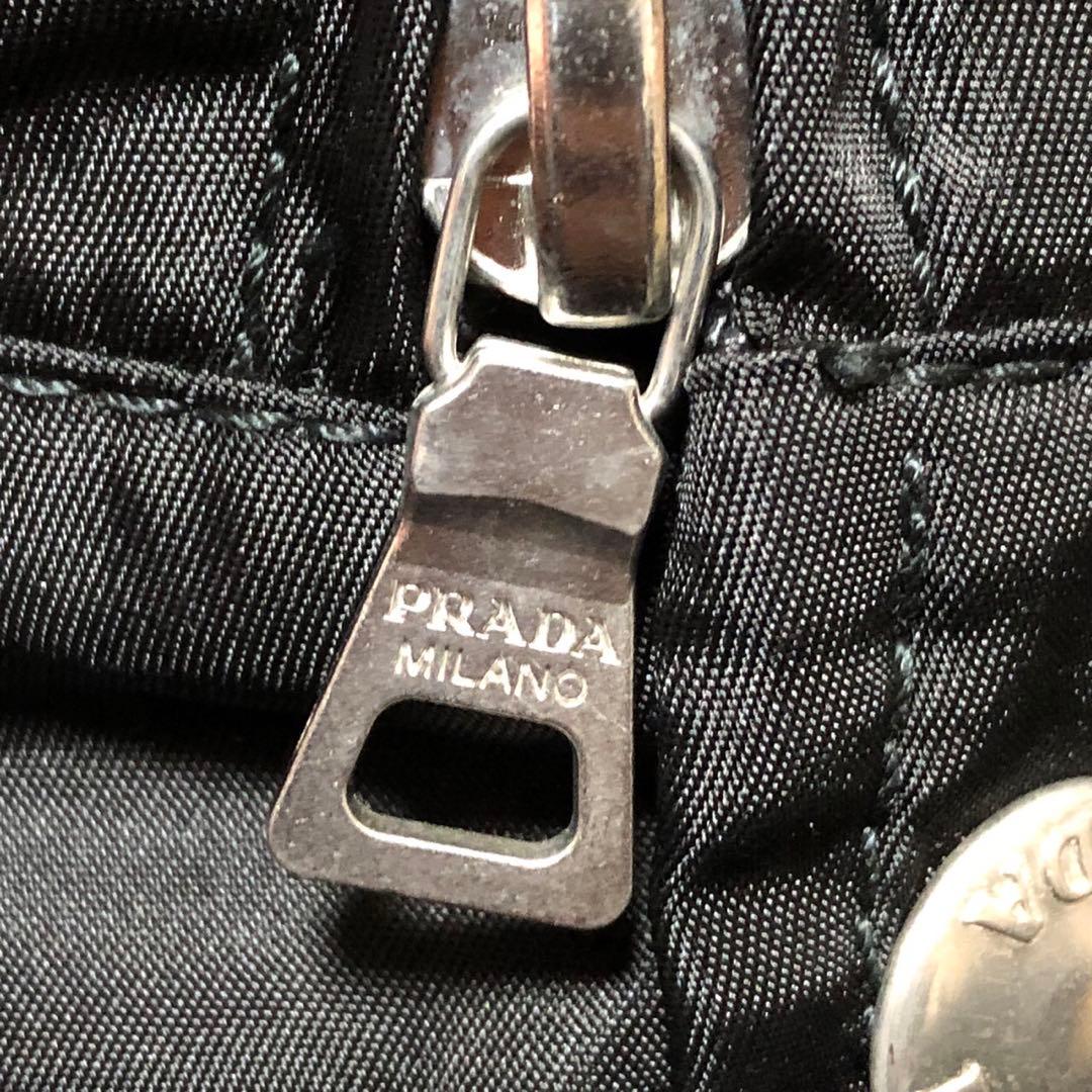 プラダ　PRADA ファー付き　ナイロン＆レザーベルトコート　ライダース風　S