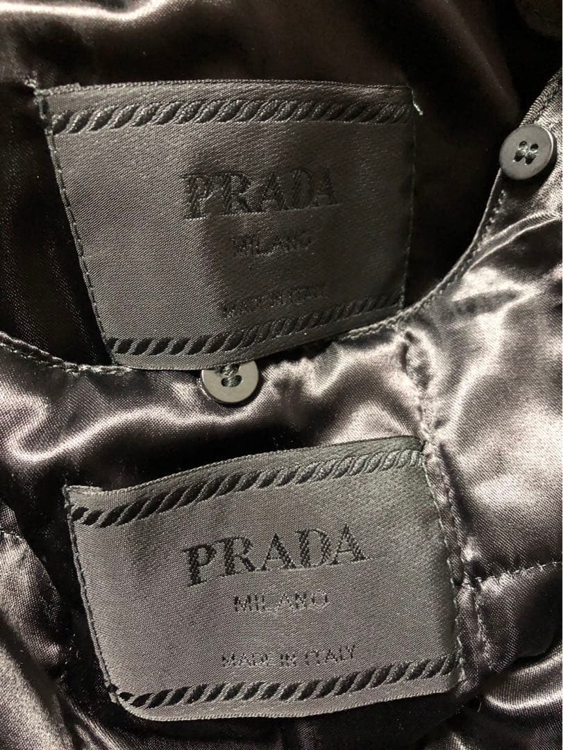 プラダ　PRADA ファー付き　ナイロン＆レザーベルトコート　ライダース風　S