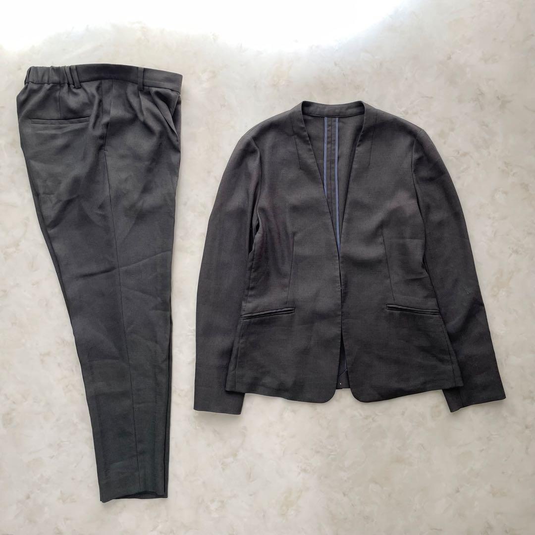 未使用級　グリーンレーベルリラクシング　セット　パンツスーツ　ノーカラー　S　M